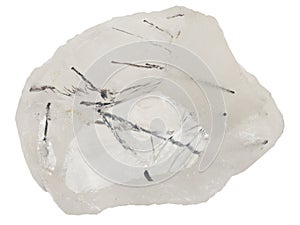 Quartz with rutile macro isolated