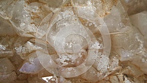 quartz stone on the wall inside an ancient cave