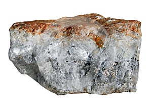 Quartz with sulfides on a white background