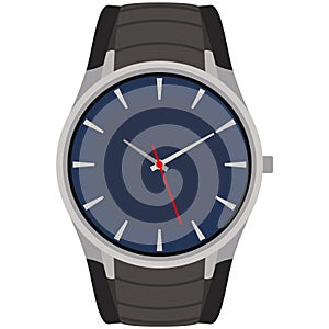 Quartz wristwatch accessory with steel strap vector