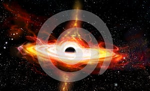 Quasar galaxy with Black Hole in centrum photo