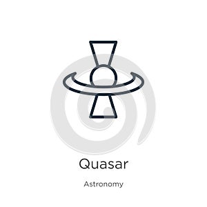 Quasar icon. Thin linear quasar outline icon isolated on white background from astronomy collection. Line vector sign, symbol for