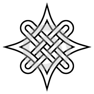 Quaternary celtic knot symbol choosing the right path, knot sign of choosing good and evil stock illustration