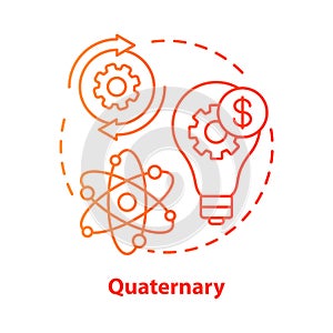 Quaternary red concept icon. Knowledge sector idea thin line illustration. Information-based service. Research and