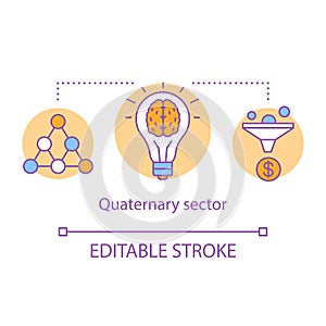 Quaternary sector concept icon. Knowledge sector idea thin line illustration. Intellectual activity, research and photo