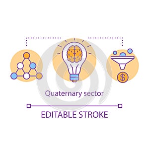 Quaternary sector concept icon. Knowledge sector idea thin line illustration. Intellectual activity, research and