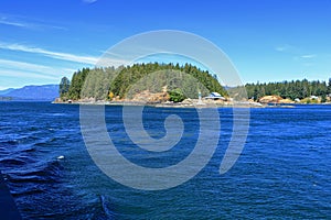 Quadra Island Quathiaski Cove from Campbell River Ferry, Discovery Islands, British Columbia, Canada photo