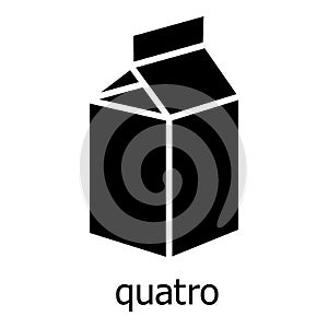 Quatro packag icon, simple black style