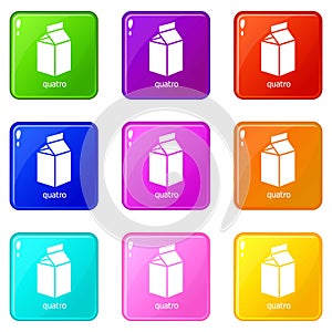 Quatro packag icons set 9 color collection