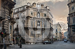 Quattro Canti (four corners) in Palermo, Sicily, Italy