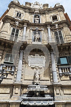 Quattro Canti in Piazza Vigliena of Palermo, Sicily, Italy