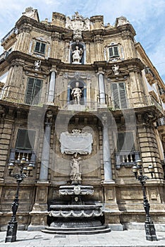 Quattro Canti in Piazza Vigliena of Palermo, Sicily, Italy