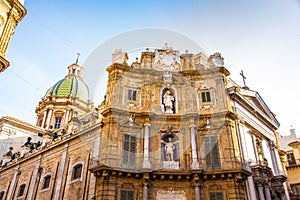 The Quattro Canti Vigliena square in Palermo, Italy