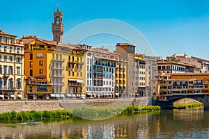 Quay of Arno with Arnolfo tower, Florence, Italy photo
