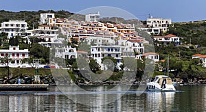 Quay of the city of Batsi Andros Island, Cyclades, Greece