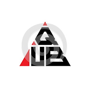QUB triangle letter logo design with triangle shape. QUB triangle logo design monogram. QUB triangle vector logo template with red