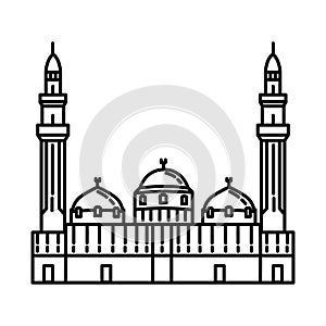 Quba Mosque in Madinah Icon. Doodle Hand Drawn or Outline Icon Style