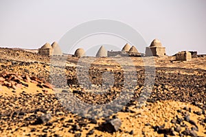 Qubbas (Islamic domed tombs) near Old Dongola deserted town, Sud photo