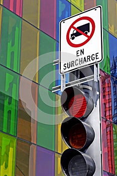 Quebec; Canada- june 25 2018 : traffic light in Montreal