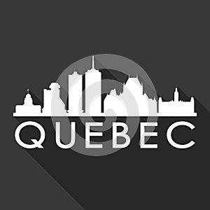 Quebec Canada North America Icon Vector Art Flat Shadow Design Skyline City Silhouette Black Background