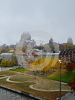 Quebec City, Canada, in the Fall With the Chateau Frontenac Hotel in the Background photo