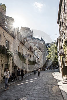 Quebec City Canada 13.09.2017 Lower Old Town Basse-Ville and Chateau Frontenac in Background