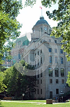 Oblique angle of building in old Quebec photo