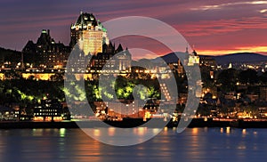 Quebec City skyline at dusk, Canada