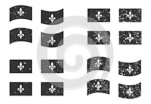 Quebec grunge flag set, dark gray isolated on white background, vector illustration for your web site design, app, UI. Canada