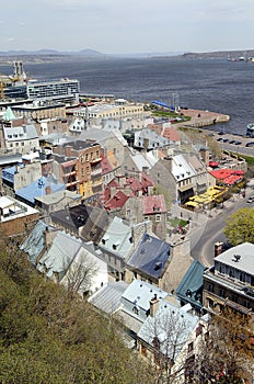 Quebec Lower City and St. Lawrence River in summe