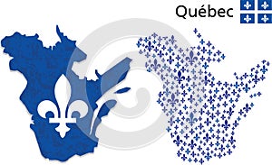 Quebec map with Fleur de Lys emblem