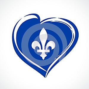 Quebecs flag heart badge