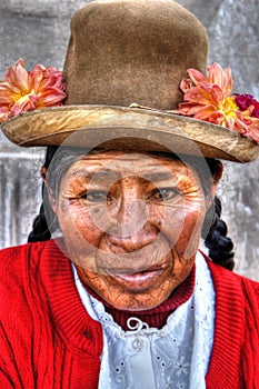 Quechua native old woman from Cusco portrait