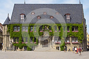 Quedlinburg, Germany, July 2022: Markplatz of the Main Square of Quedlinburg Old Town Germany