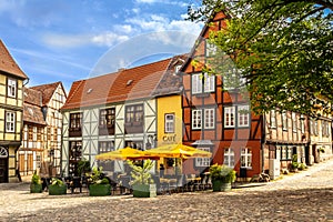 Quedlinburg, Germany - Mini-Plaza in the Historic Center of Quedlinburg UNESCO World Heritage