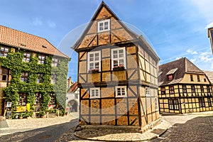 Quedlinburg, Germany - Street View in the Historic Center of Quedinburg UNESCO World Heritage