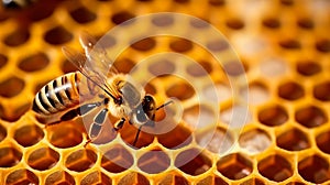 the queen (apis mellifera) marked with dot and bee workers around her