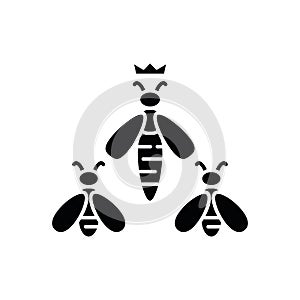 Queen bee black glyph icon