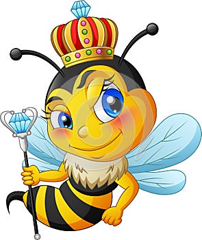 Queen bee cartoon with crown