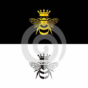 Queen bee flat design logo vector