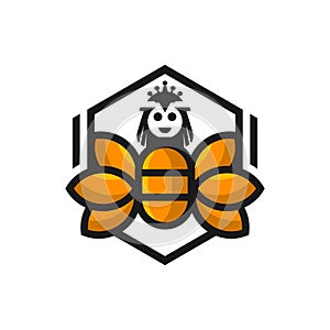 Queen bee illustration logo design