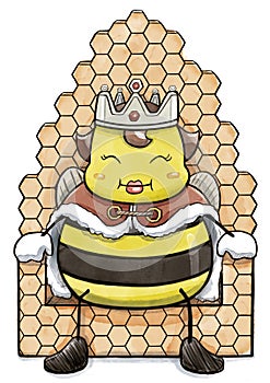 Queen Bee Sitting on the Honeycomb Throne