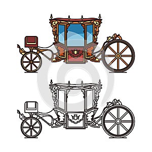 Queen carriage or retro wedding chariot, buggy