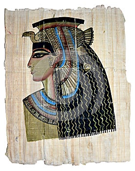 Queen Cleopatra on Egyptian Papyrus