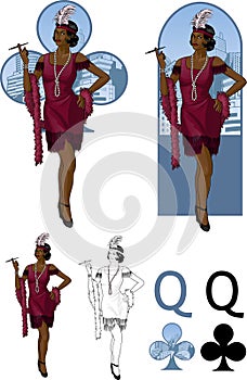 Queen of clubs afroamerican starlet Mafia card set