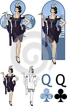 Queen of clubs caucasian starlet Mafia card set