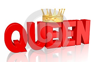 Queen concept - red word, golden crown