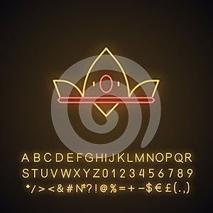 Queen crown neon light icon