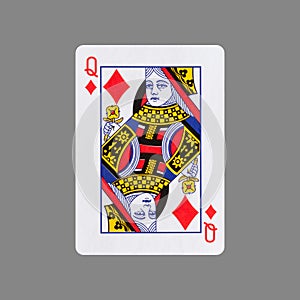 Queen of Diamonds. Isolated on a gray background. Gamble. Playing cards