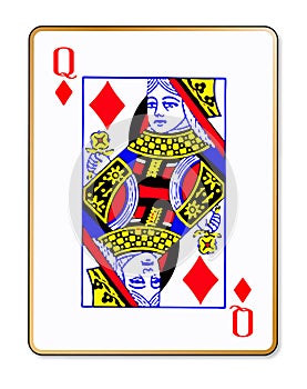 Queen Diamonds Isolated Playing Card